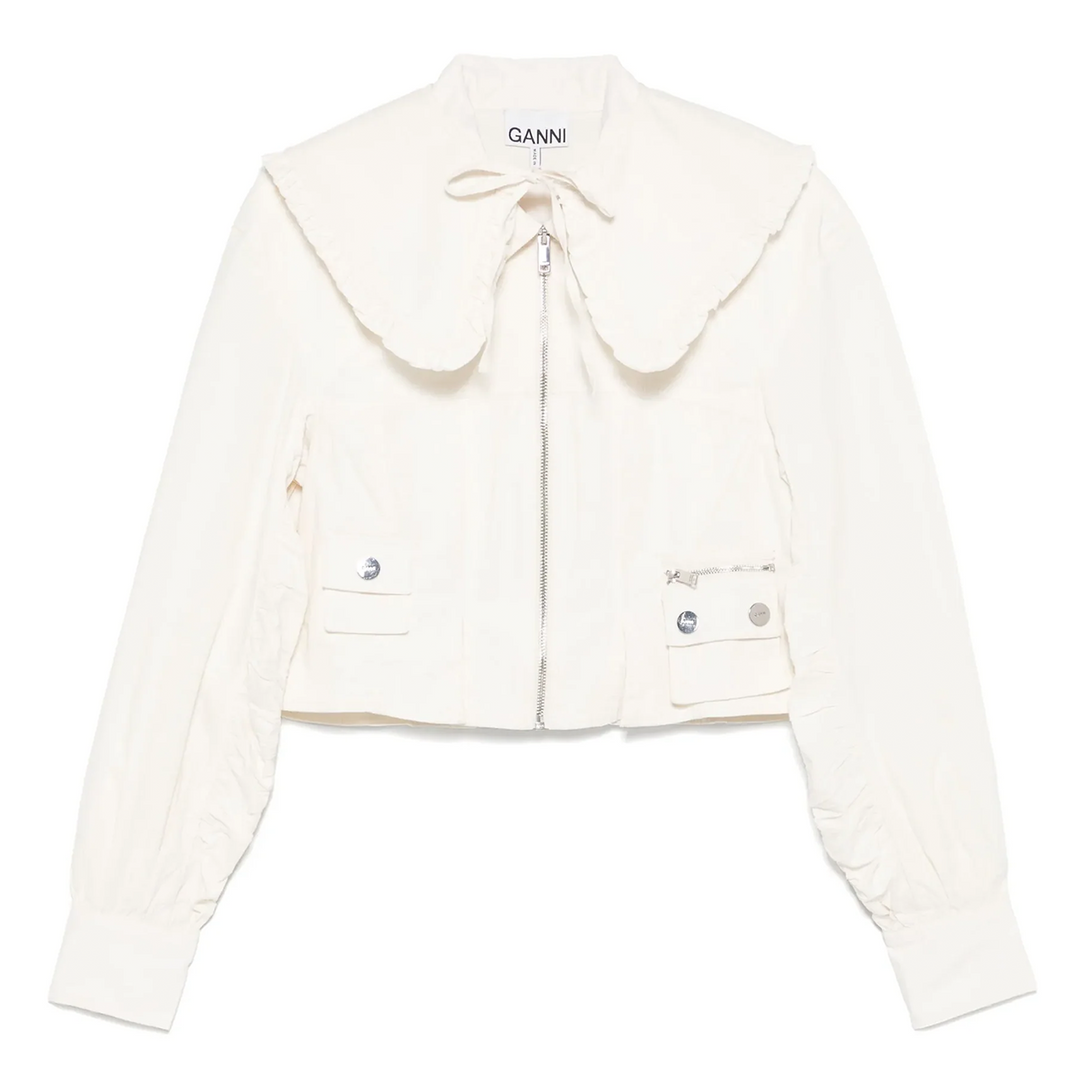 Washed Stretch Cotton Bomber Corset Shirt