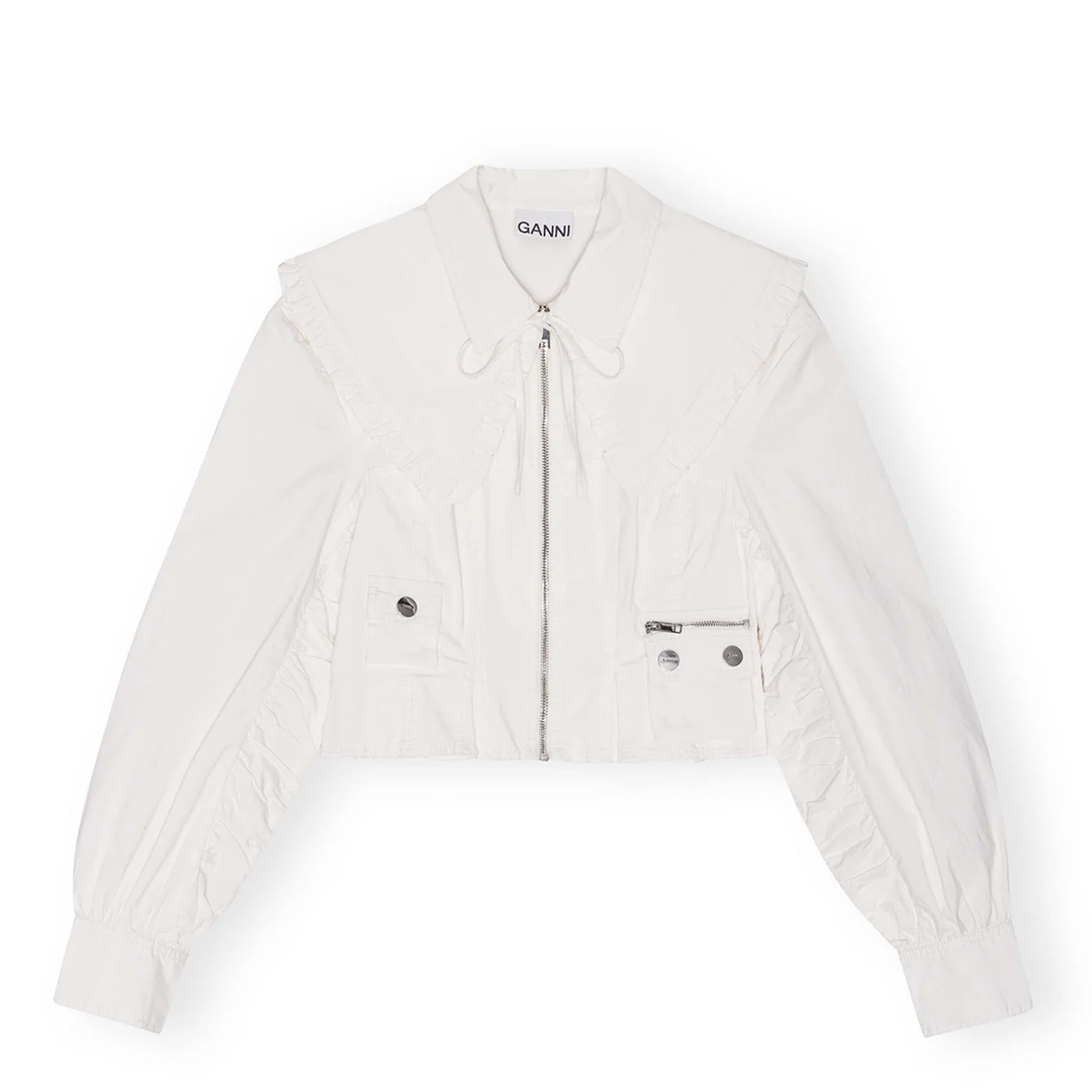 Washed Stretch Cotton Bomber Corset Shirt