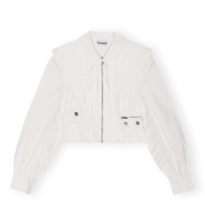 Washed Stretch Cotton Bomber Corset Shirt