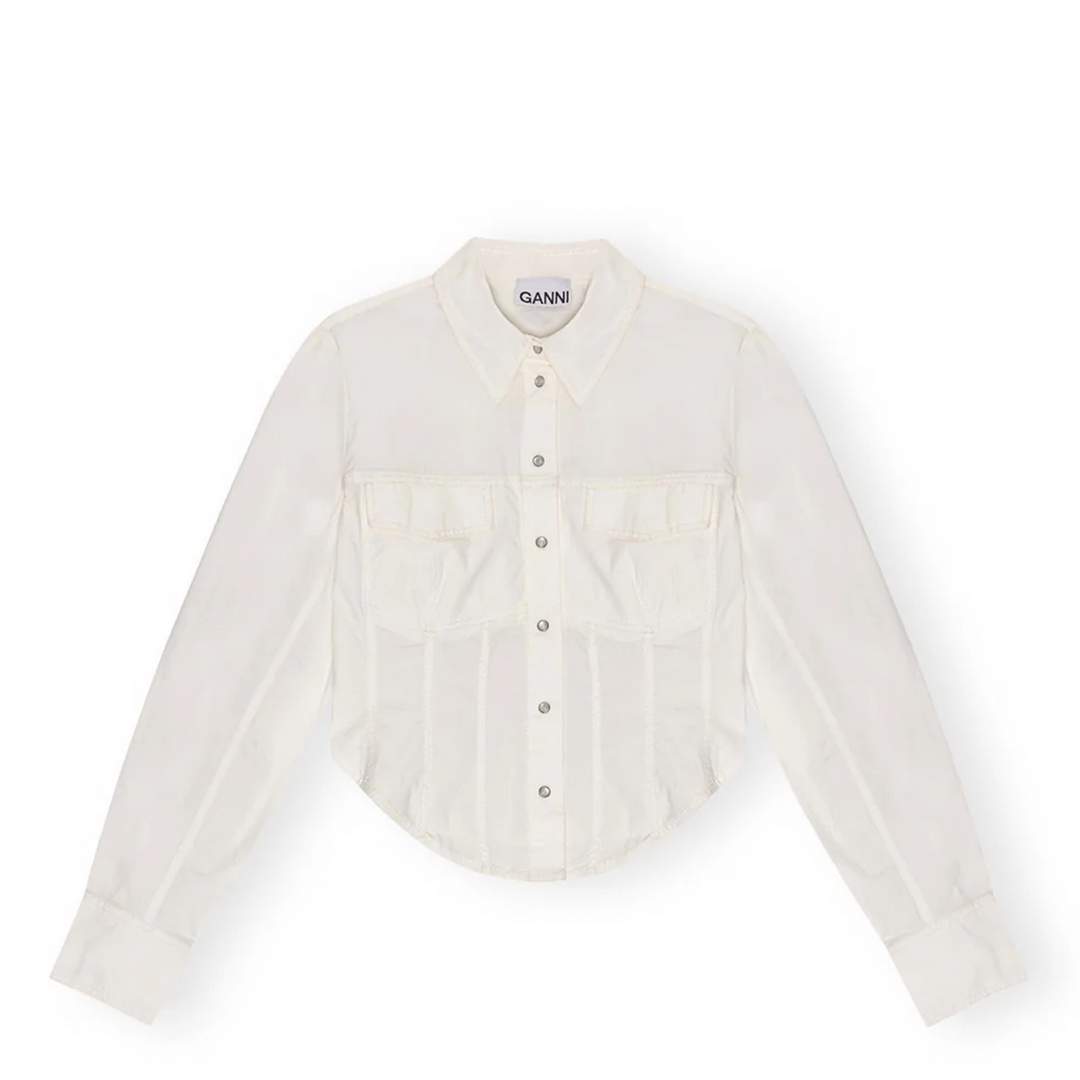 Washed Stretch Cotton Corset Shirt