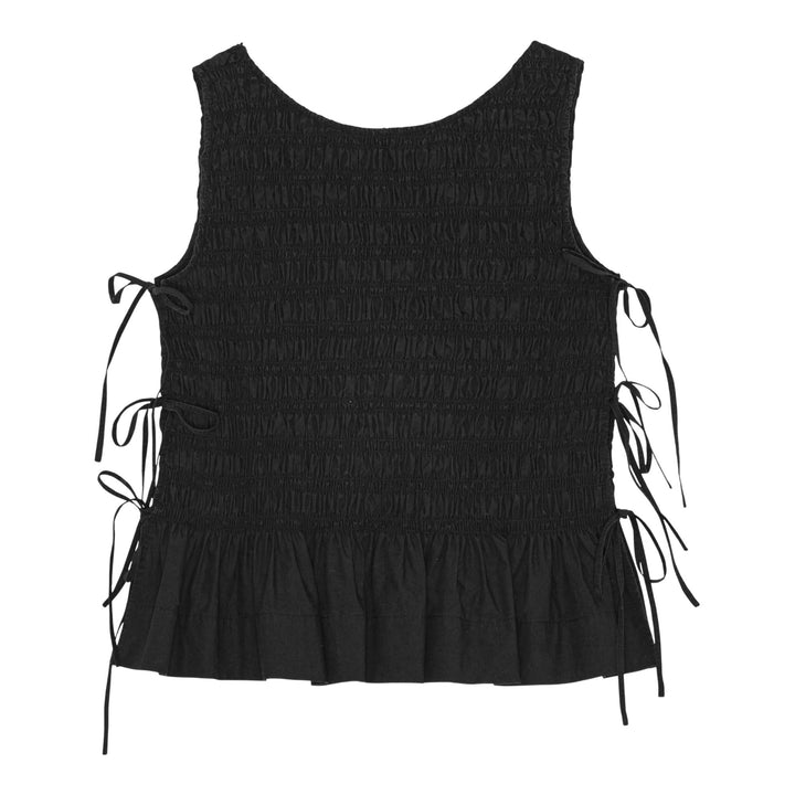 Club21 - GANNI - Cotton Poplin Smock Tie Top - WOVEN TOPS - Black