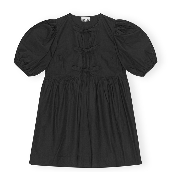 GANNI_Cotton_Poplin_Tie_String_Mini_Dress_Black