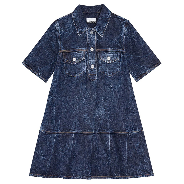 Crinkled Future Denim Mini Dress