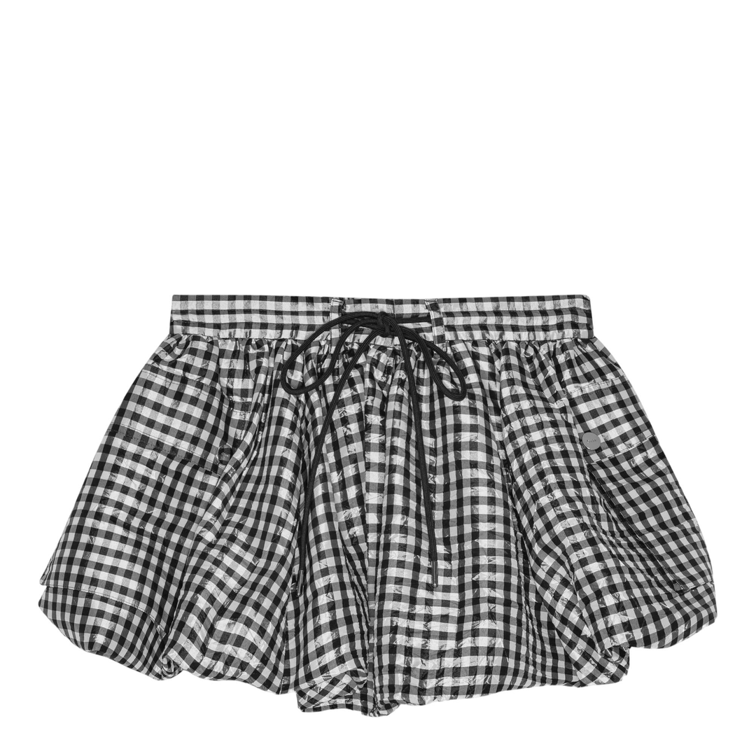 Crinkled Taffeta Check Mini Bubble Skirt