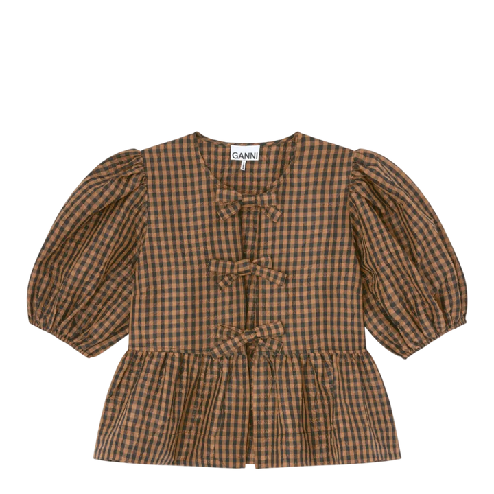 Crinkled Taffeta Check Peplum