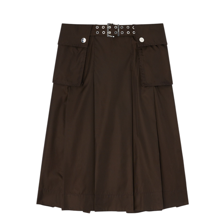 Duchesse Nylon Midi Pleated Skirt