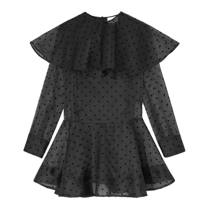 Flocked Organza Mini Dress