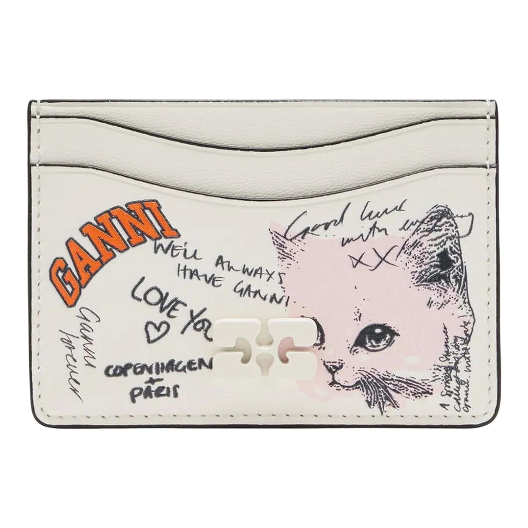 Club21 - GANNI - Ganni Card Holder Cat Signature - CARD CASES - Off-White