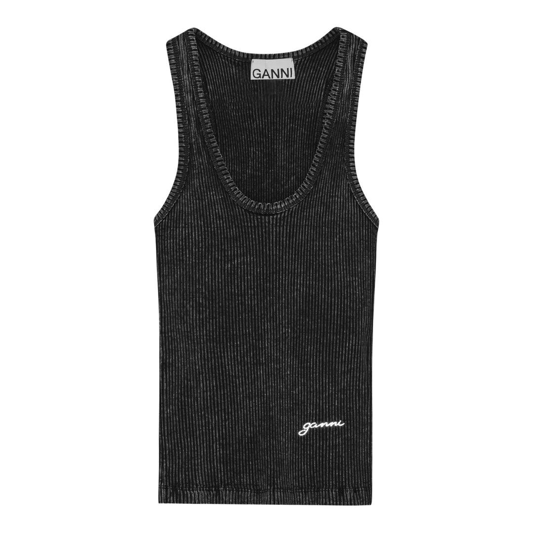 Club21 - GANNI - Heavy Rib Jersey Tank Top - TANK TOPS - Black