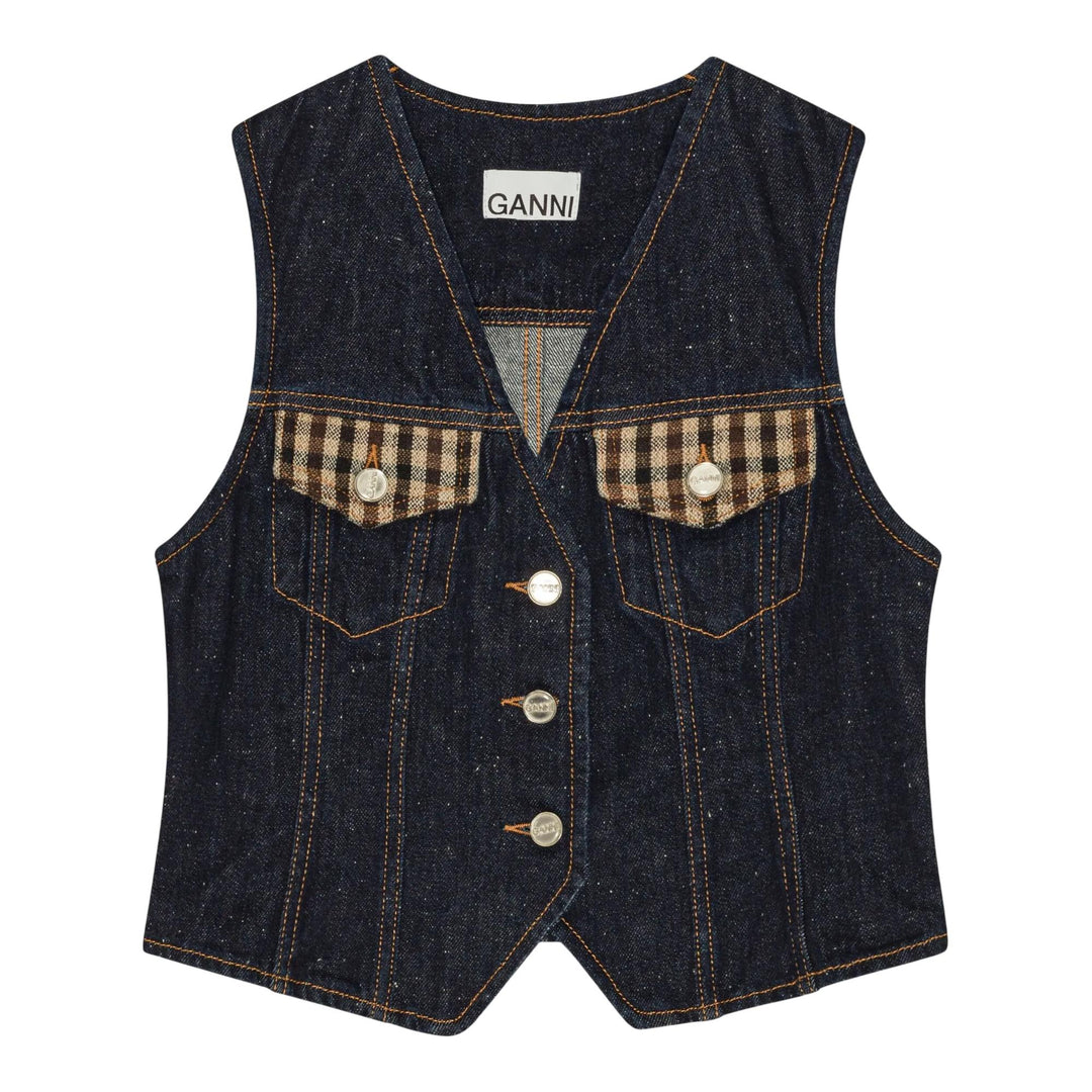 Club21 - GANNI - Neppy Denim Vest - GILETS - Denim