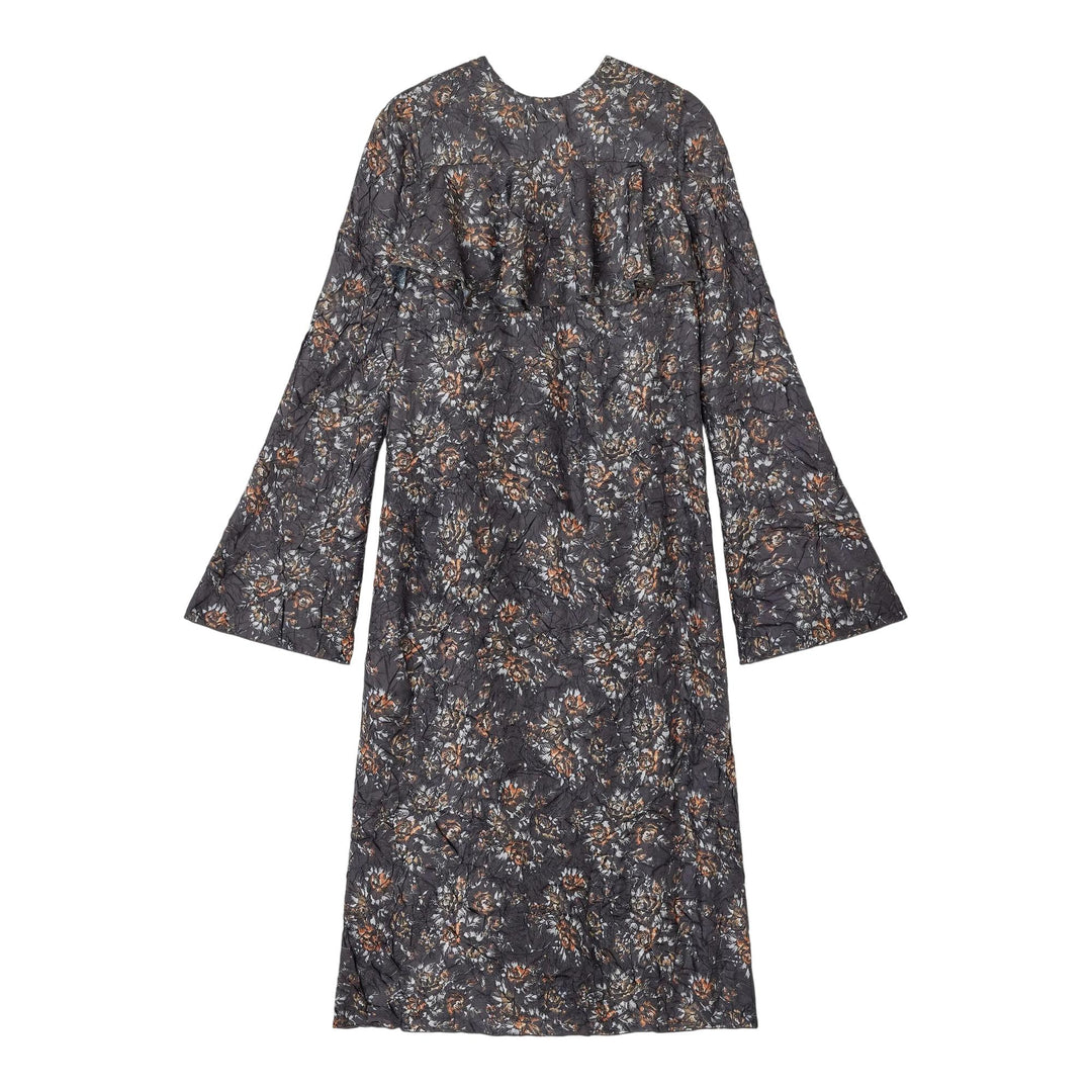 Club21 - GANNI - Shibori Pleat Midi Long Sleeve Dress - WOVEN DRESSES - Black