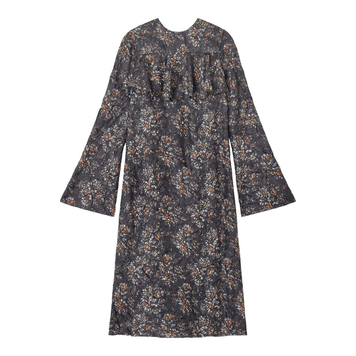 Club21 - GANNI - Shibori Pleat Midi Long Sleeve Dress - WOVEN DRESSES - Black