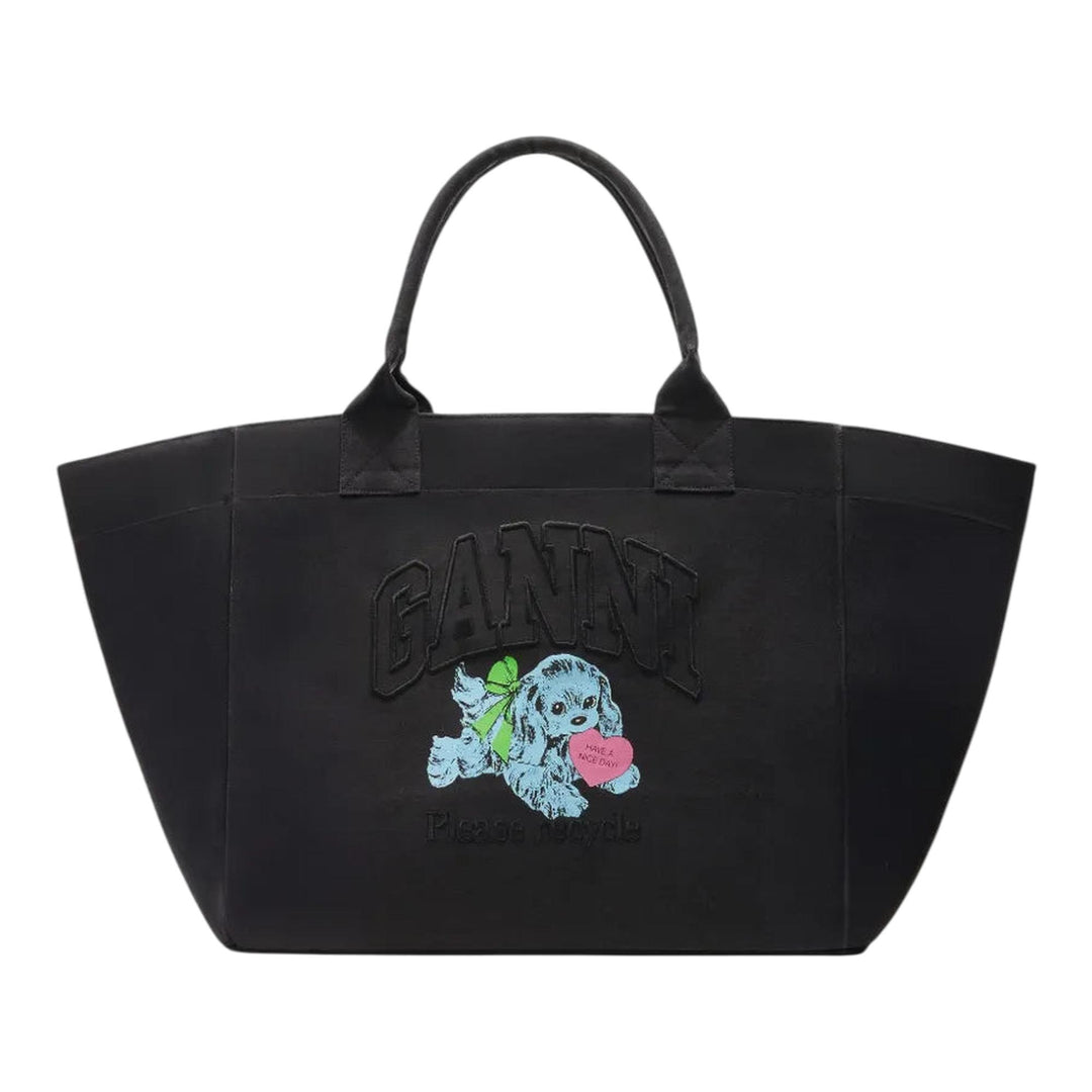 Club21 - GANNI - Shopper XXL Pocket Dog Print - TOTES - Black