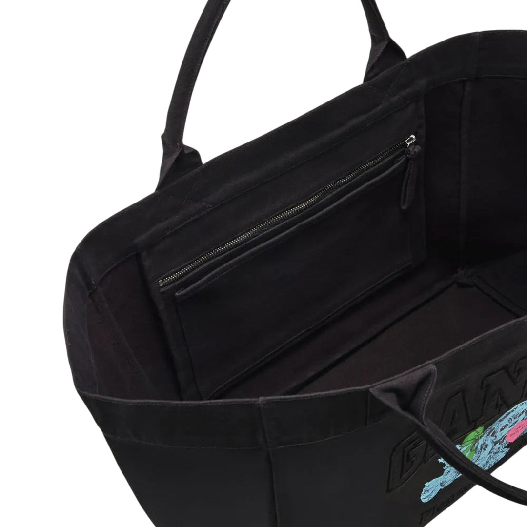 Club21 - GANNI - Shopper XXL Pocket Dog Print - TOTES - Black