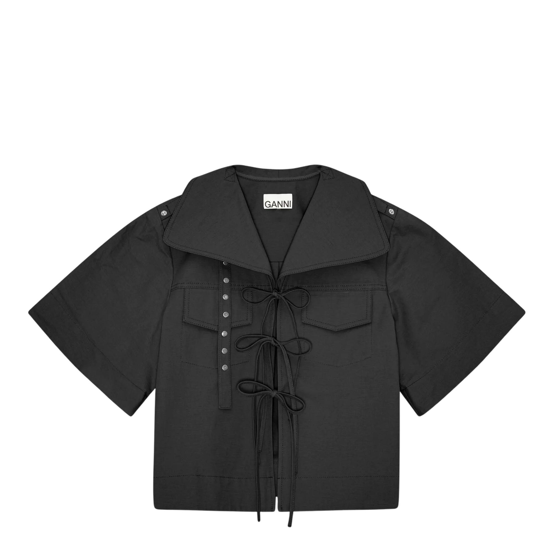 Stretch Cotton Cowl Neck Blouse