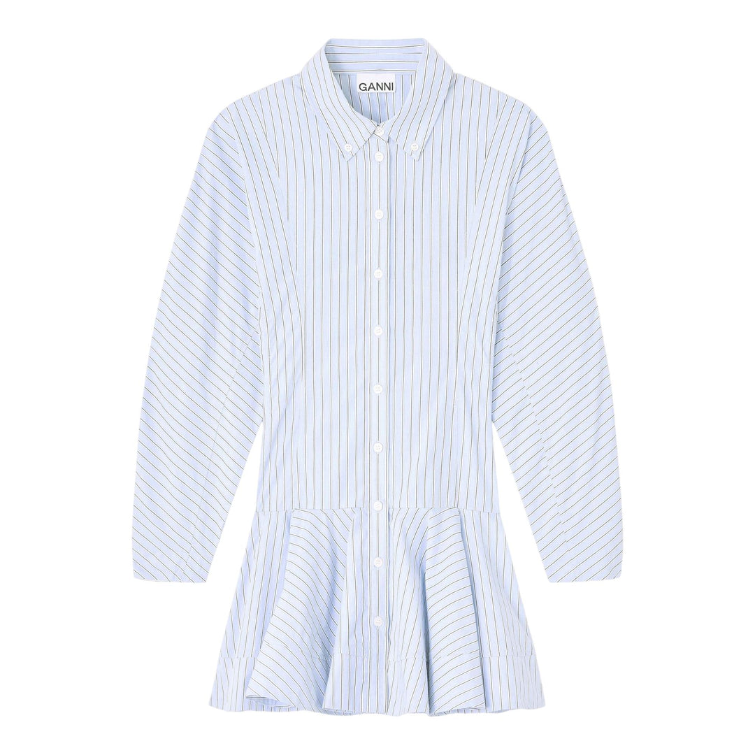 Club21 - GANNI - Stripe Cotton Buttoned Mini Dress - WOVEN DRESSES - Purple