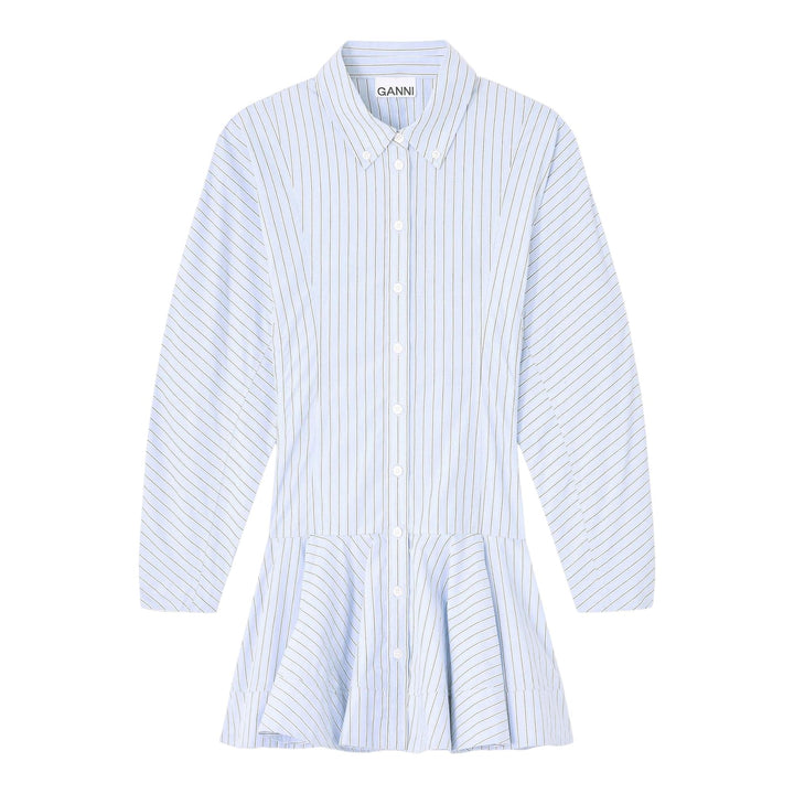 Club21 - GANNI - Stripe Cotton Buttoned Mini Dress - WOVEN DRESSES - Purple