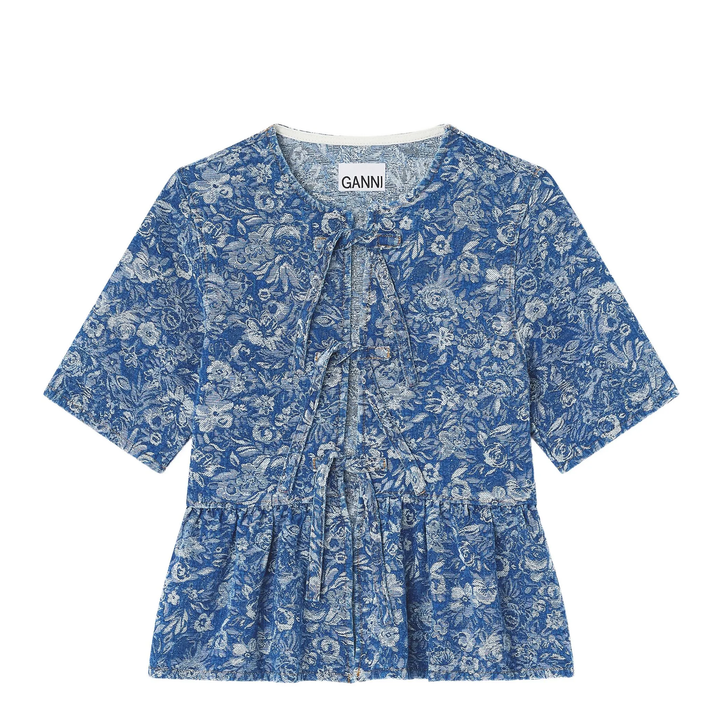 Tapestry Denim Peplum Blouse
