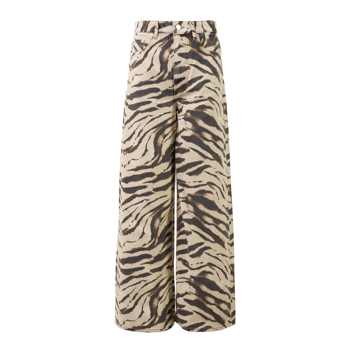 Tiger Print Wide Leg Jeans