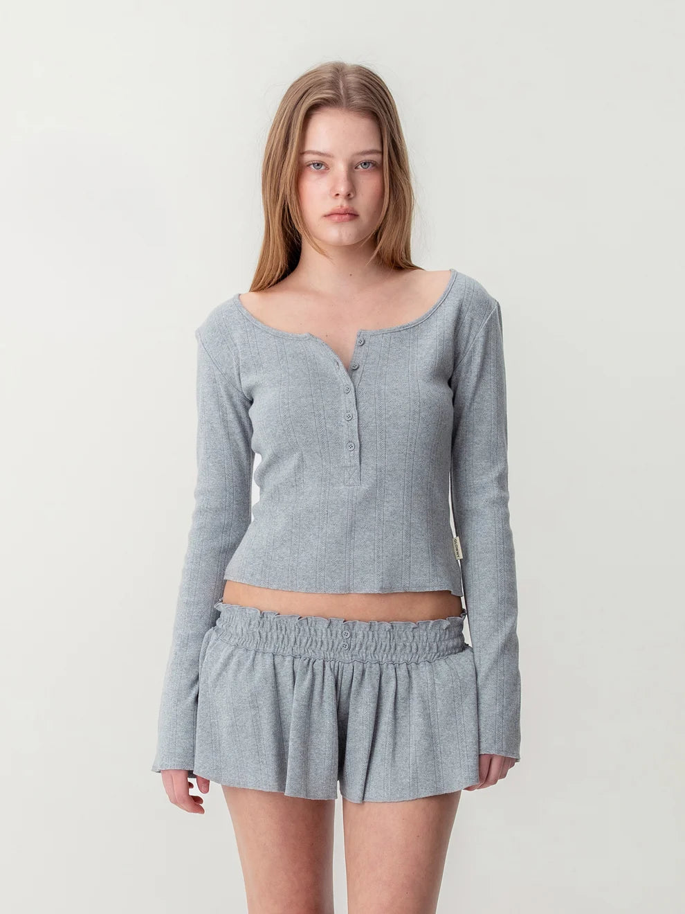 Honey Eyelet Button Long Sleeve Top