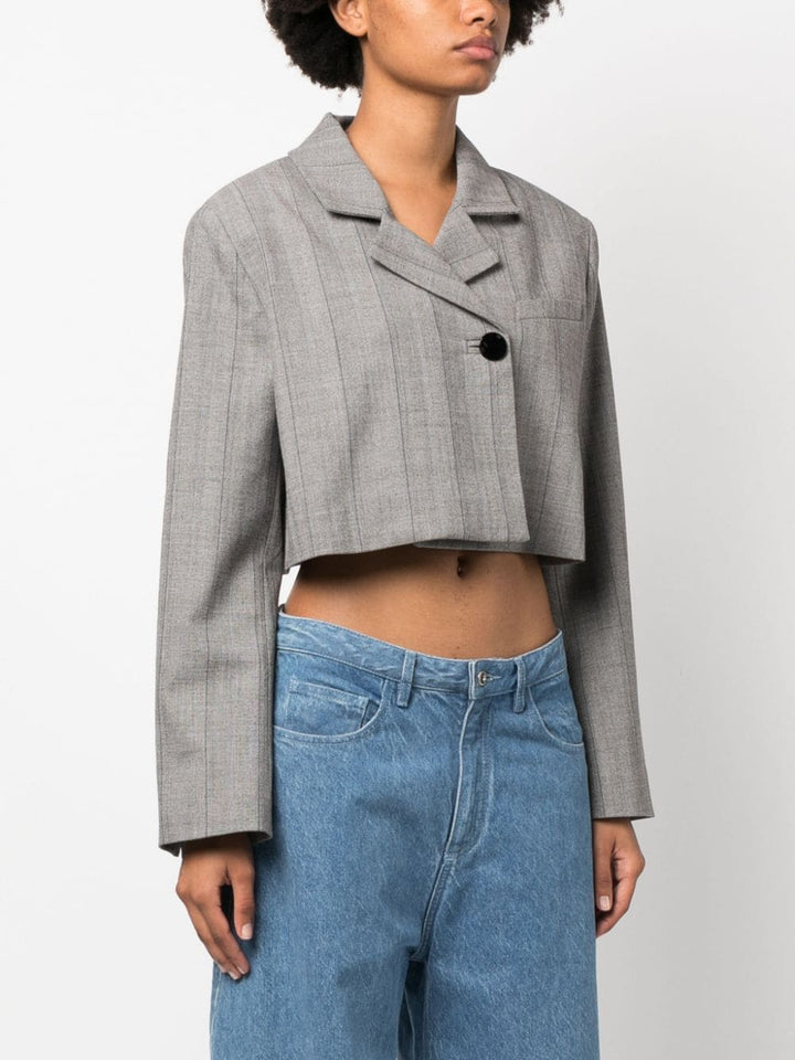 Ganni-Herringbone-Suiting-Short-Blazer-Grey-3