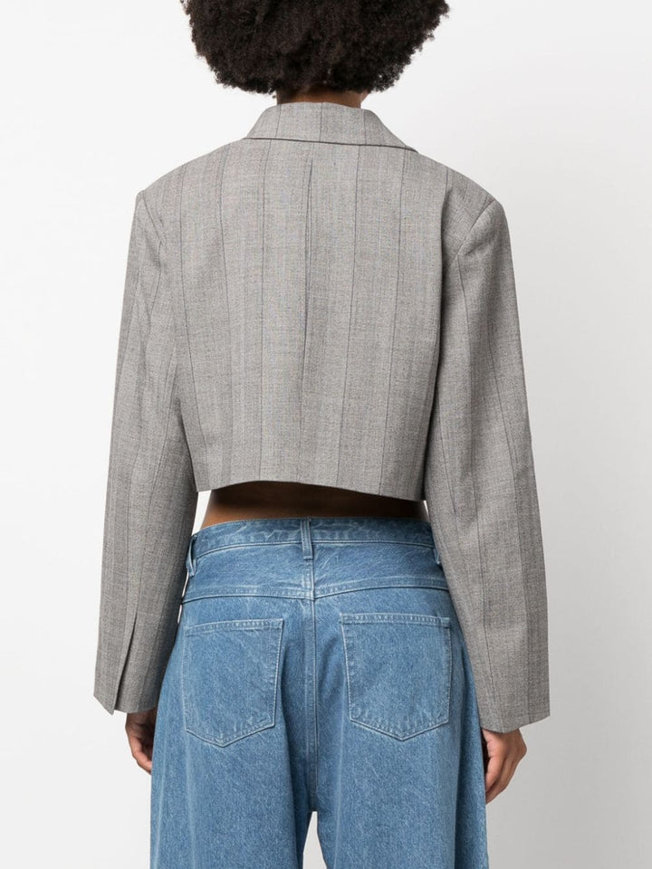 Ganni-Herringbone-Suiting-Short-Blazer-Grey-4