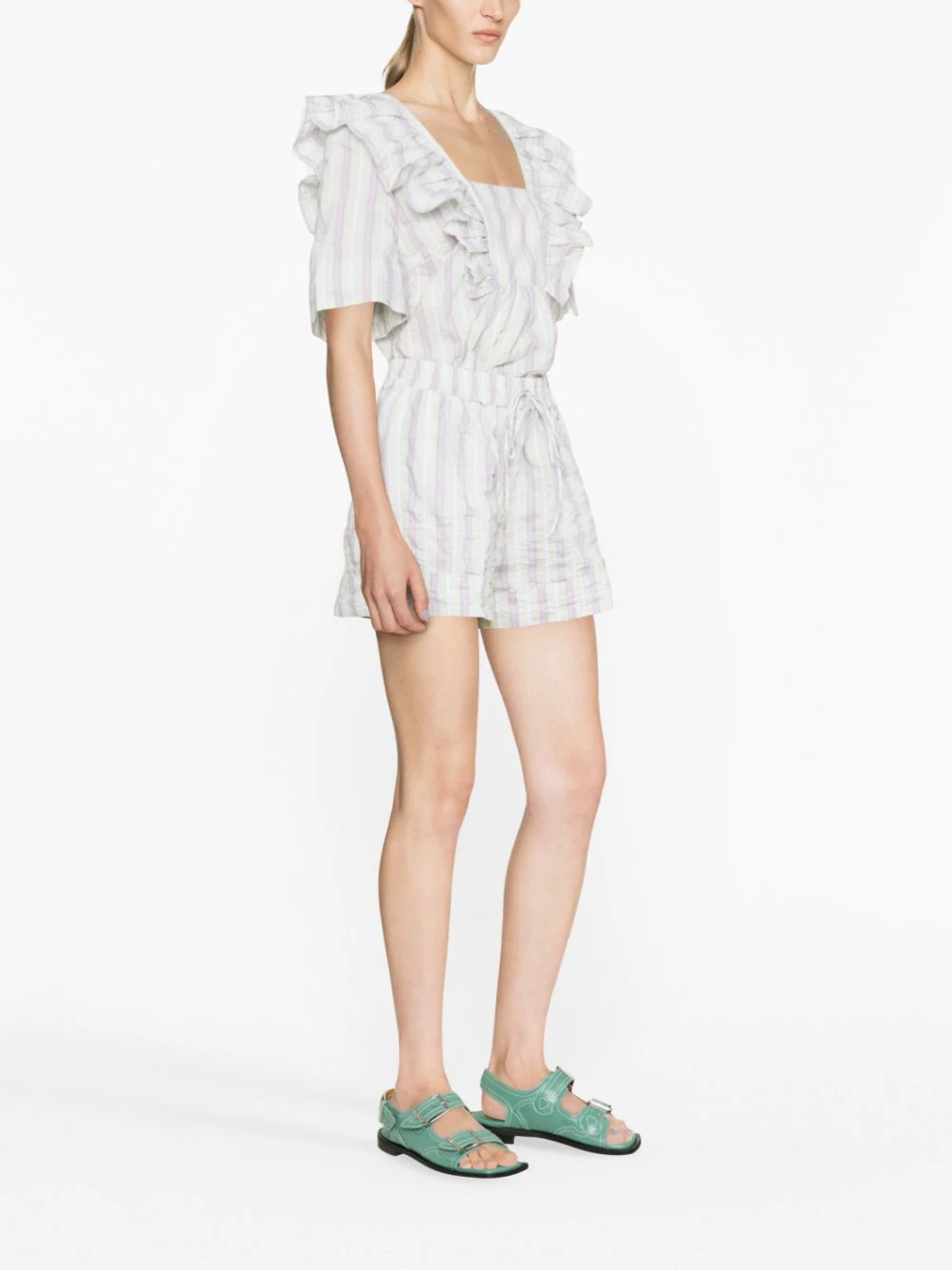 Ganni-Stripe-Seersucker-Elasticated-Shorts-Stripe-3