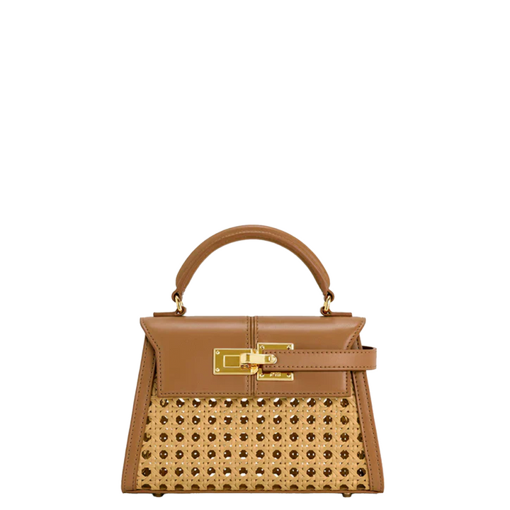 Elise Faux Bamboo Woven Top Handle Bag