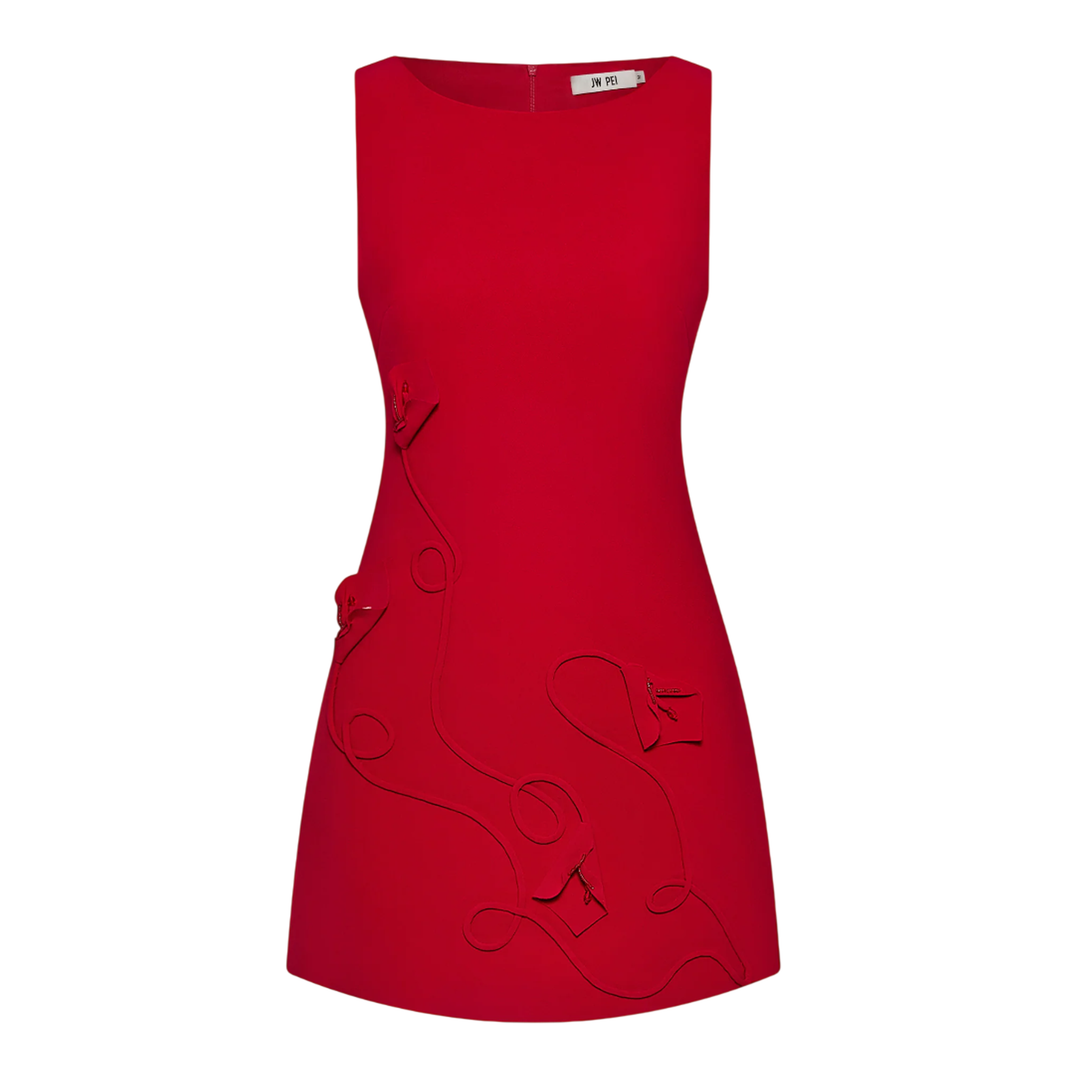 3D Floral-Applique Sheath Mini Dress