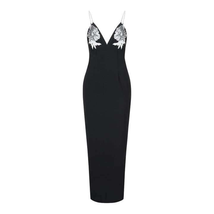 Club21 - JW PEI - Ayliua Sweetheart-Neckline Rhinestones Embellished Black Long Dress - DRESSES - Black