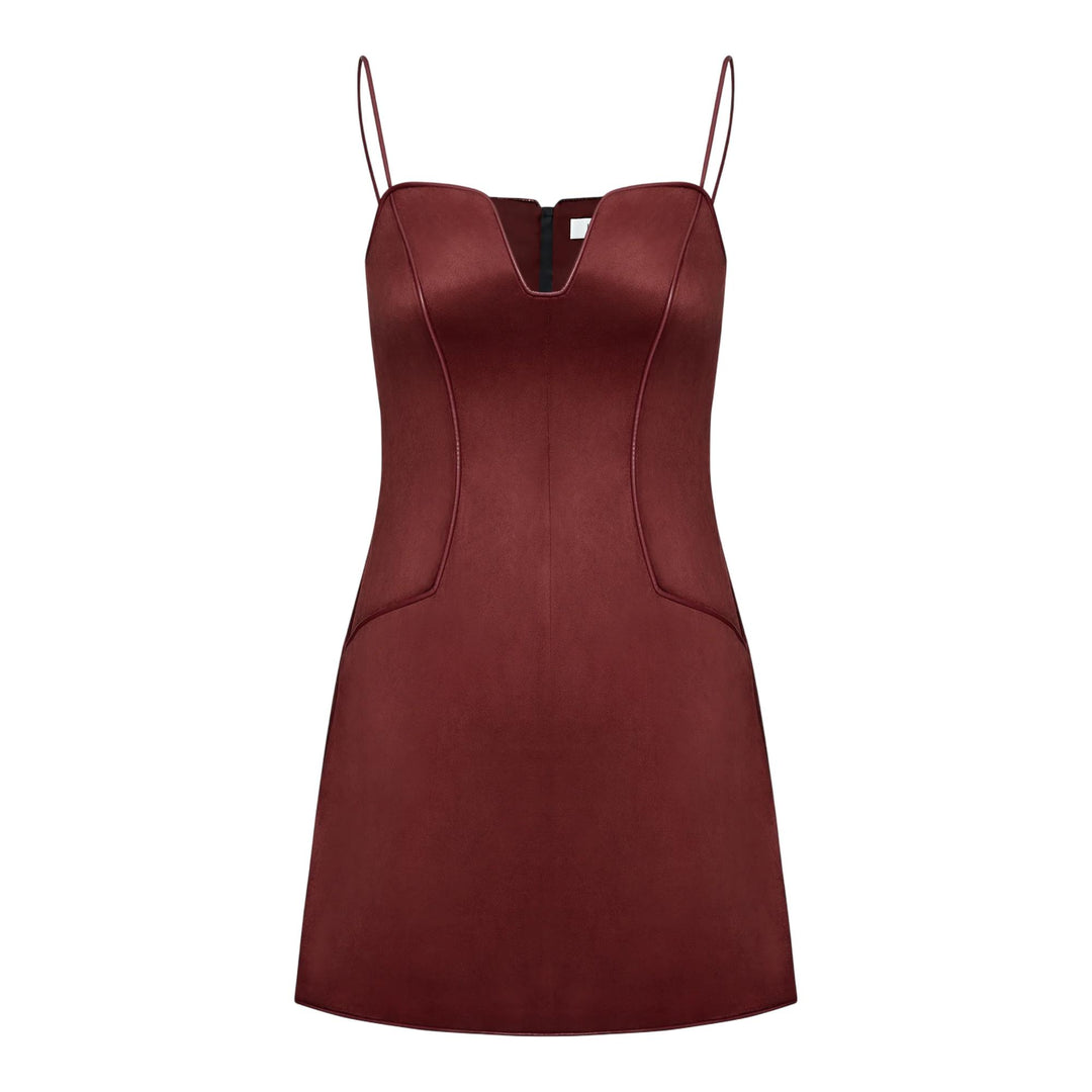 Club21 - JW PEI - Eva Spaghetti Strap Sueded Dress - DRESSES - Red