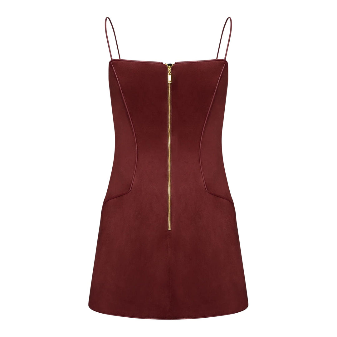 Club21 - JW PEI - Eva Spaghetti Strap Sueded Dress - DRESSES - Red
