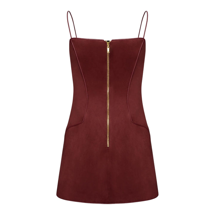 Club21 - JW PEI - Eva Spaghetti Strap Sueded Dress - DRESSES - Red