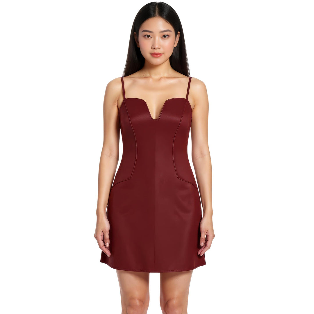 Club21 - JW PEI - Eva Spaghetti Strap Sueded Dress - DRESSES - Red