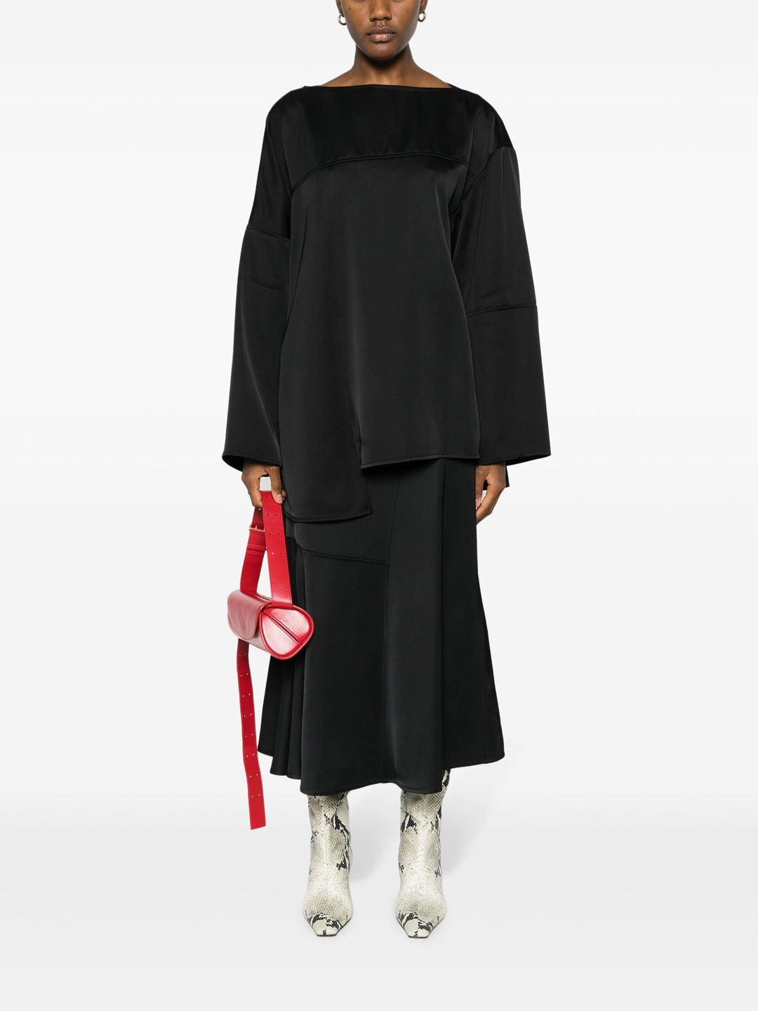 Jil-Sander-Heavy-Viscose-Silk-Twill-Skirt-Black-2