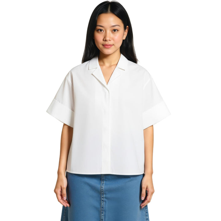 Club21 - Jil Sander - Boxy Short Pleated Back Top - BLOUSES - White