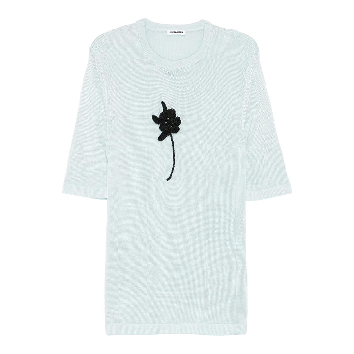 Club21 - Jil Sander - Viscose Knit Embroidered T-Shirt - KNIT TOPS - Blue