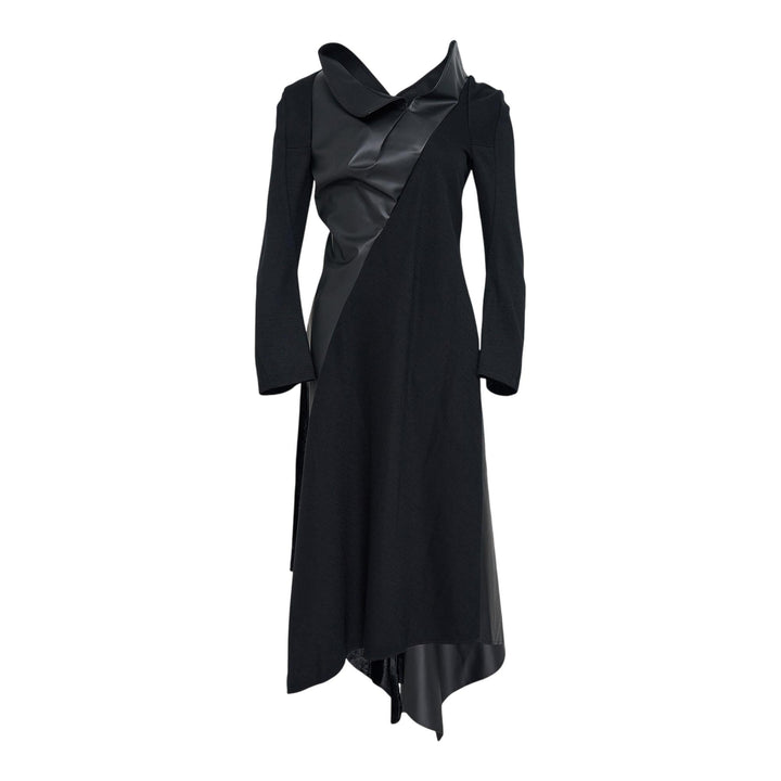Club21 - Junya Watanabe - Fake Leather Wool Ponte Dress - KNIT DRESSES - Black
