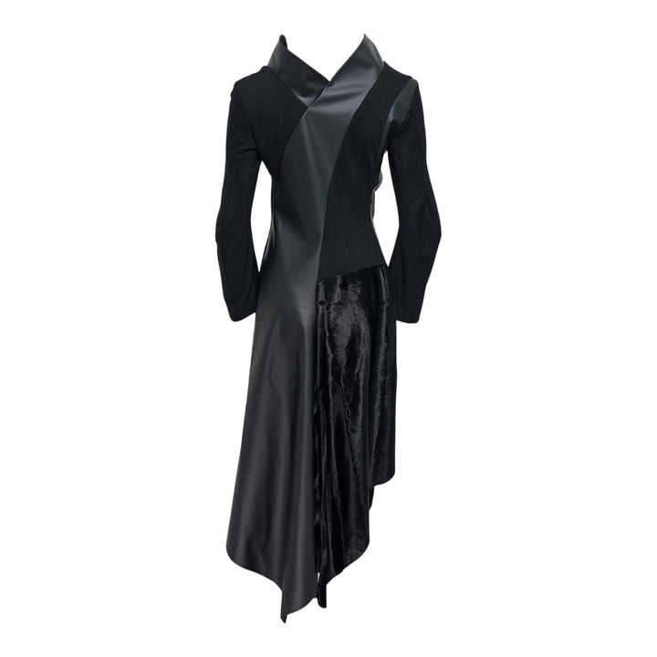Club21 - Junya Watanabe - Fake Leather Wool Ponte Dress - KNIT DRESSES - Black