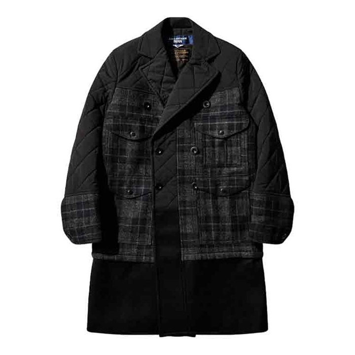 Wool Check Tweed x Polyester Coat
