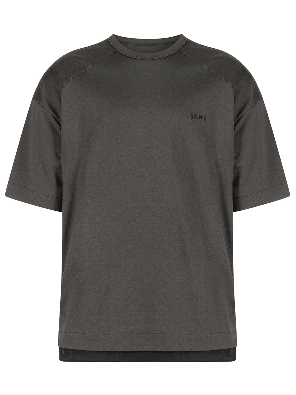 Juun.J-Layered-Side-Zip-Short-Sleeve-Tee-Grey-1