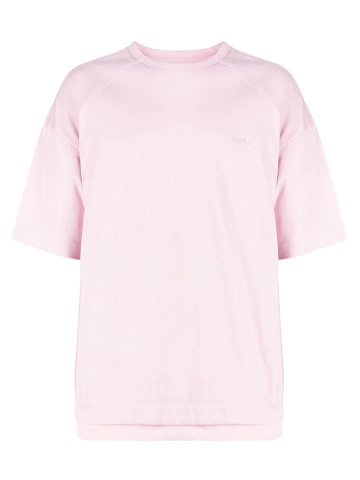 Juun.J-Layered-Side-Zip-Short-Sleeve-Tee-Light-Pink-1