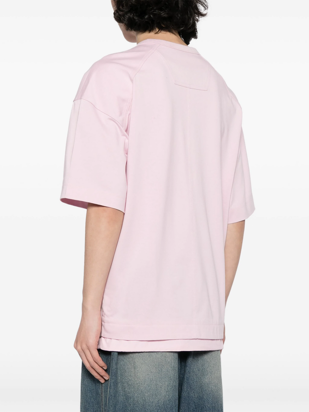 Juun.J-Layered-Side-Zip-Short-Sleeve-Tee-Light-Pink-4