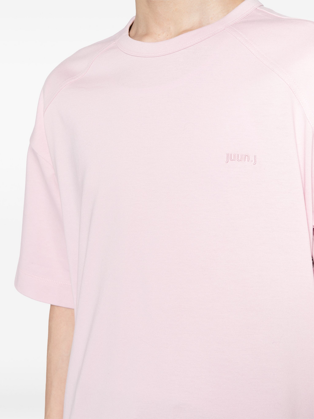 Juun.J-Layered-Side-Zip-Short-Sleeve-Tee-Light-Pink-5