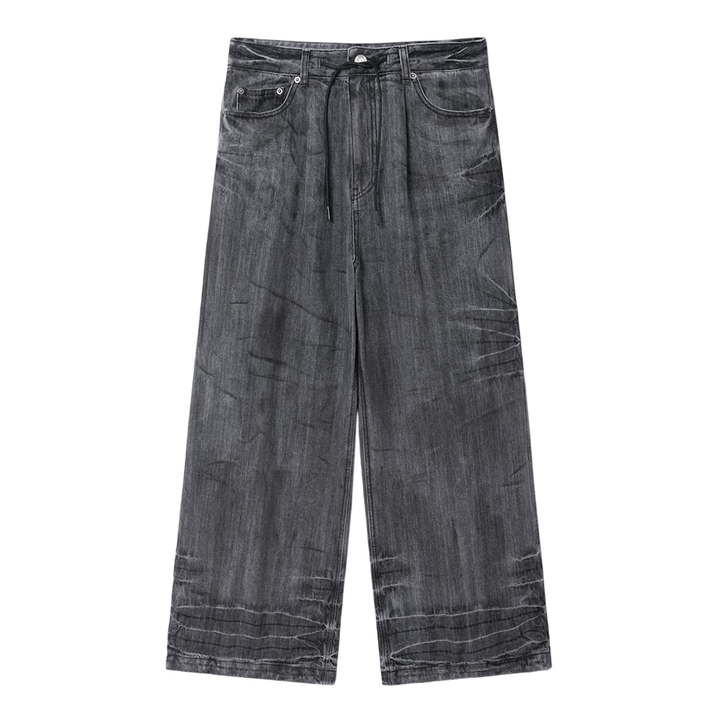 Washed Denim Wide Leg Pants