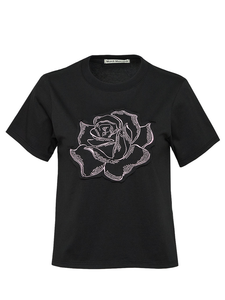 MARDI_MERCREDI_Slim_T-Shirt_Rose_Patch-Black