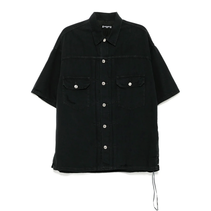 Distressed Short Sleeve Denim Shirt