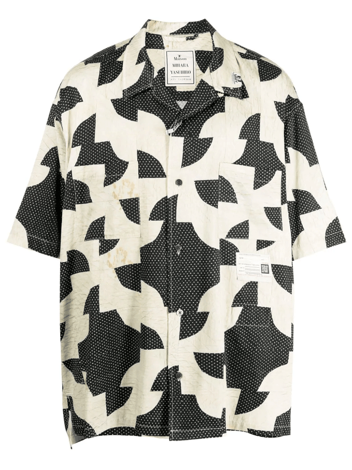 MIHARA-YASUHIRO-Drunkers-Path-Quilt-Pattern-Print-Shirt-Black-1