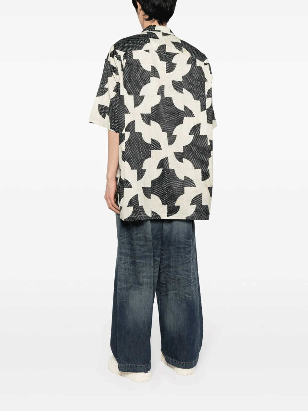 MIHARA-YASUHIRO-Drunkers-Path-Quilt-Pattern-Print-Shirt-Black-4