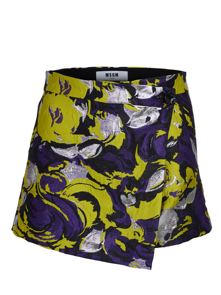     MSGM-Brushstroke-Flower-Print-Skort-Yellow-1